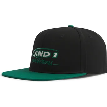 Snapback-Kappe in Schwarz und Grün mit Graffiti-Logo von AND1