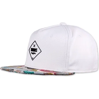 Djinns hvid og multifarvet snapback gummiaztek fladskygget kasket