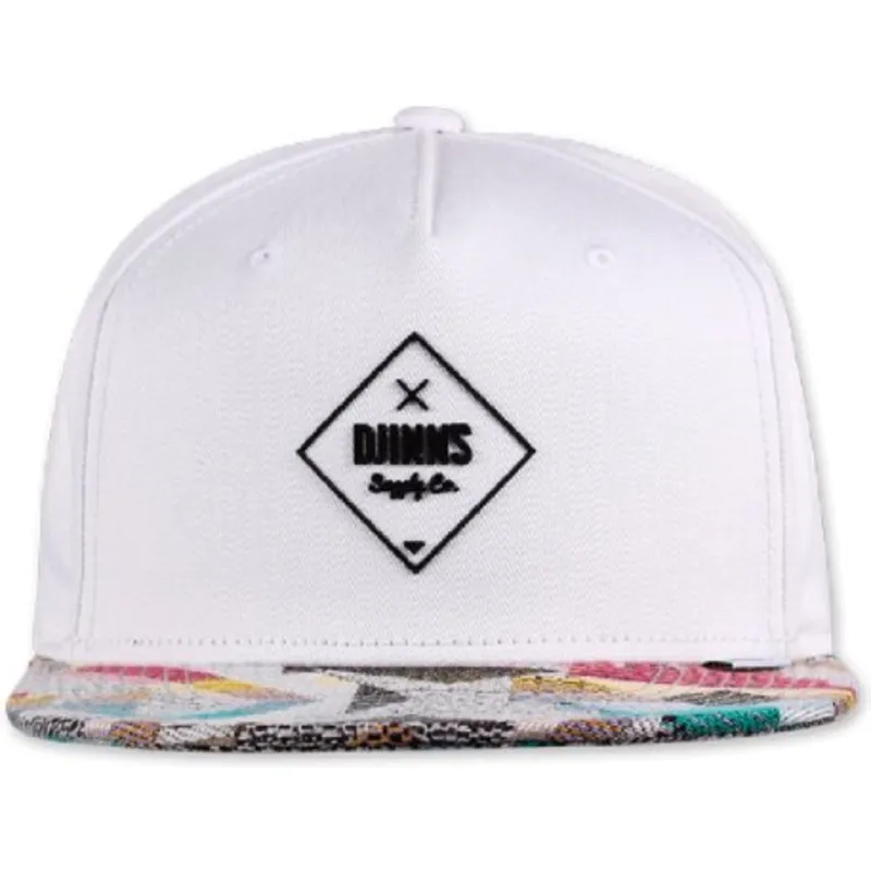 djinns-hvid-og-multifarvet-snapback-gummiaztek-fladskygget-kasket