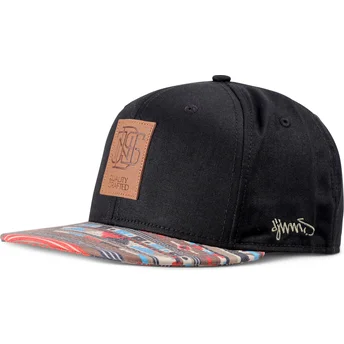 Cappello snapback piatto nero e multicolore Aztek di Djinns