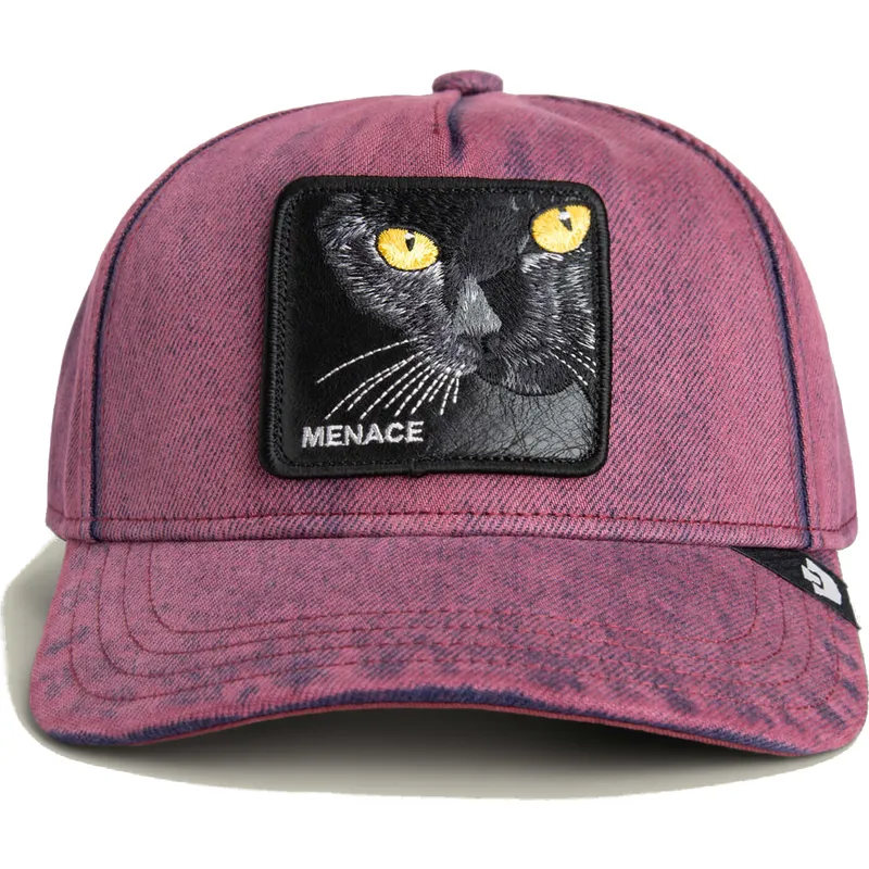 gorra-curva-roja-denim-snapback-gato-menace-rail-bird-the-showdown-the-farm-de-goorin-bros
