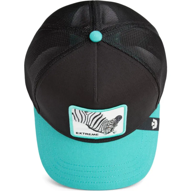 trucker-kasket-sort-og-bla-zebra-extreme-arbez-flip-side-2-the-farm-fra-goorin-bros