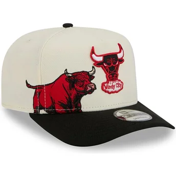 Beżowo-czarna czapka z zakrzywionym daszkiem snapback 9FIFTY A Frame Precurved Hardwood Classics Chicago Bulls NBA od New Era