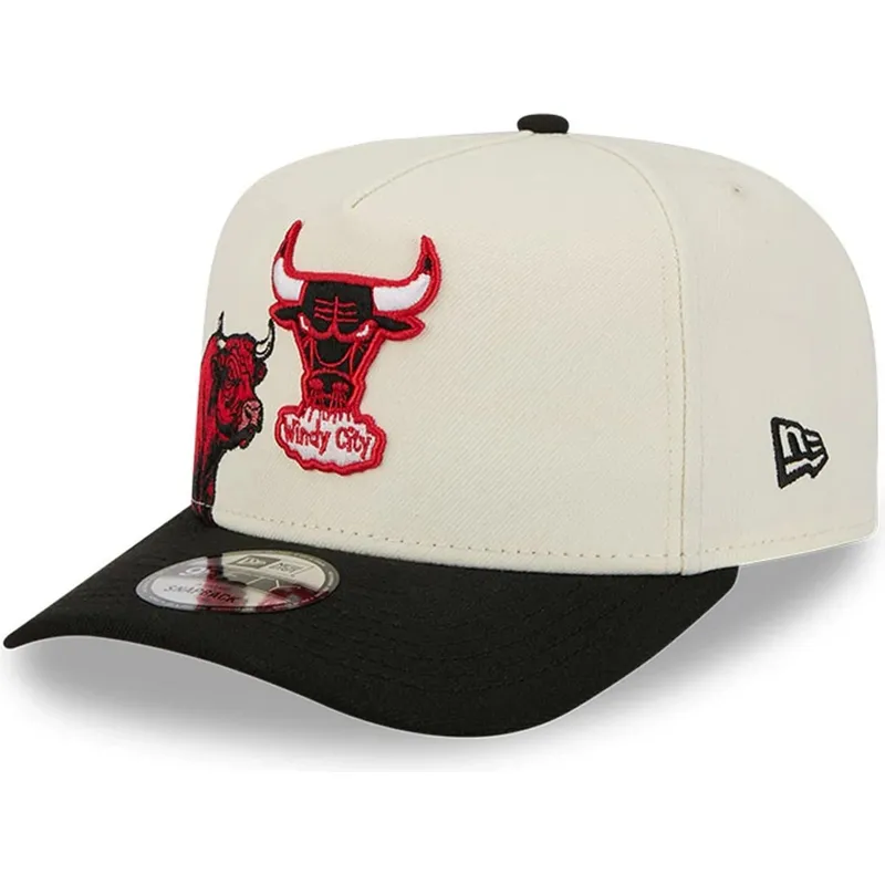 bezowo-czarna-czapka-z-zakrzywionym-daszkiem-snapback-9fifty-a-frame-precurved-hardwood-classics-chicago-bulls-nba-od-new-era