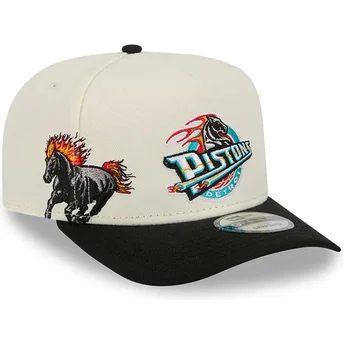 Beige og sort buet kasket snapback 9FIFTY A Frame Precurved Hardwood Classics fra Detroit Pistons NBA fra New Era