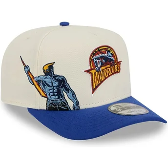Buet beige og blå snapback kasket 9FIFTY A Frame Precurved Hardwood Classics fra Golden State Warriors NBA fra New Era