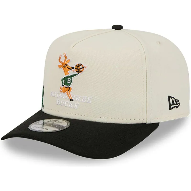 beige-och-svart-snapback-9fifty-a-frame-precurved-hardwood-classics-milwaukee-bucks-nba-keps-fran-new-era