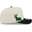 cappellino-beige-e-nero-snapback-9fifty-a-frame-precurved-hardwood-classics-dei-milwaukee-bucks-nba-di-new-era