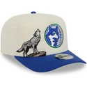 beige-und-blaue-snapback-kappe-9fifty-a-frame-precurved-hardwood-classics-der-minnesota-timberwolves-nba-von-new-era