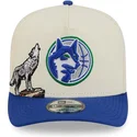 casquette-courbee-beige-et-bleue-snapback-9fifty-a-frame-precurved-hardwood-classics-minnesota-timberwolves-nba-new-era