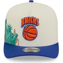 cappellino-curvo-beige-e-blu-snapback-9fifty-a-frame-precurved-hardwood-classics-dei-new-york-knicks-nba-di-new-era