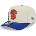 bezowo-niebieska-czapka-z-daszkiem-snapback-9fifty-a-frame-precurved-hardwood-classics-new-york-knicks-nba-od-new-era