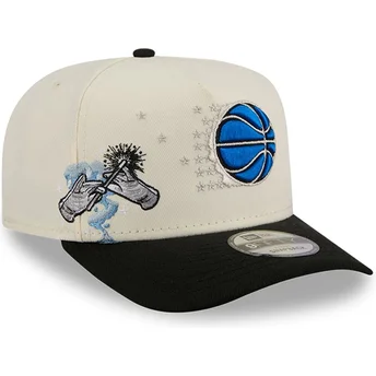 Καπέλο καμπυλωτό μπεζ και μαύρο snapback 9FIFTY A Frame Precurved Hardwood Classics του Orlando Magic NBA από τη New Era
