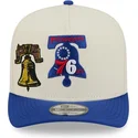 cappellino-visiera-curva-beige-e-blu-snapback-9fifty-a-frame-precurved-hardwood-classics-di-philadelphia-76ers-nba-di-new-era