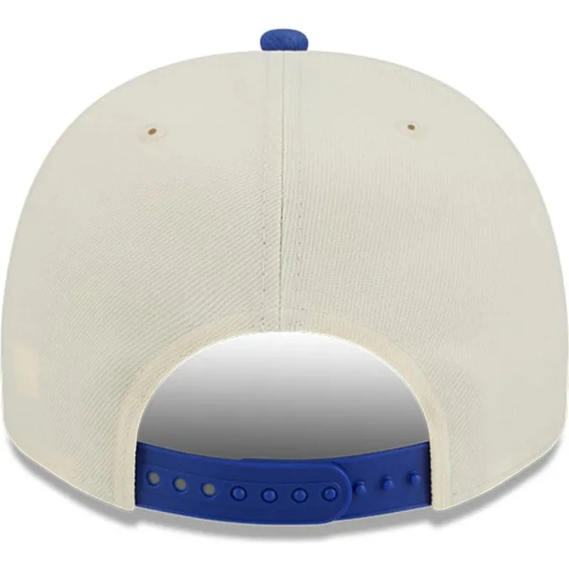 buet-beige-og-bla-snapback-kasket-9fifty-a-frame-precurved-hardwood-classics-fra-philadelphia-76ers-nba-fra-new-era