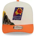 casquette-courbee-beige-et-orange-snapback-9fifty-a-frame-precurved-hardwood-classics-phoenix-suns-nba-new-era