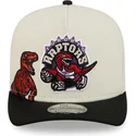 beige-und-schwarze-gebogene-snapback-kappe-9fifty-a-frame-precurved-hardwood-classics-der-toronto-raptors-nba-von-new-era