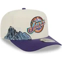 casquette-courbee-beige-et-violette-snapback-9fifty-a-frame-precurved-hardwood-classics-utah-jazz-nba-new-era