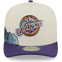 cappello-snapback-beige-e-viola-9fifty-a-frame-precurved-hardwood-classics-utah-jazz-nba-di-new-era