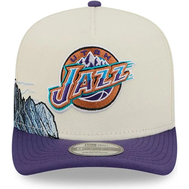 beige-und-violette-gebogene-snapback-kappe-9fifty-a-frame-precurved-hardwood-classics-der-utah-jazz-nba-von-new-era
