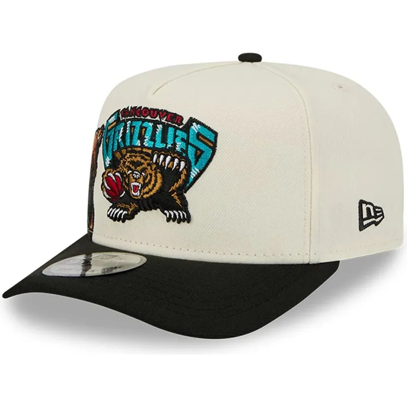 gorra-curva-beige-och-svart-snapback-9fifty-a-frame-precurved-hardwood-classics-vancouver-grizzlies-nba-fran-new-era