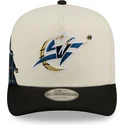 casquette-courbee-beige-et-noire-snapback-9fifty-a-frame-precurved-hardwood-classics-washington-wizards-nba-new-era