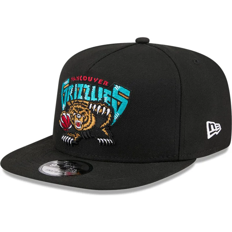 cappello-visiera-piatta-nero-snapback-9fifty-a-frame-hardwood-classics-di-vancouver-grizzlies-nba-di-new-era