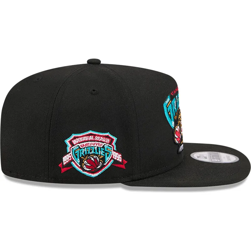 cappello-visiera-piatta-nero-snapback-9fifty-a-frame-hardwood-classics-di-vancouver-grizzlies-nba-di-new-era