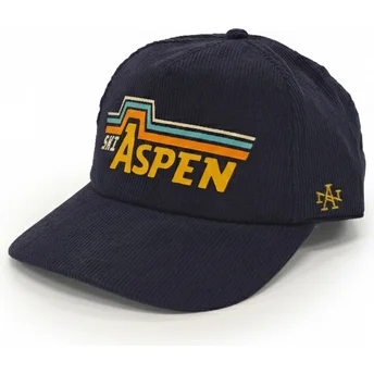 Mørkeblå snapback kasket med buet skygge Aspen Printed Cord fra American Needle