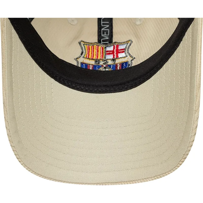 beige-verstellbare-curved-cap-von-fc-barcelona-laliga-9twenty-cord-von-new-era