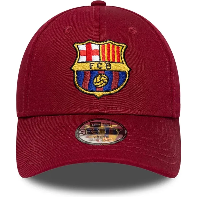rote-gebogene-verstellbare-kinderkappe-fc-barcelona-laliga-9forty-core-von-new-era