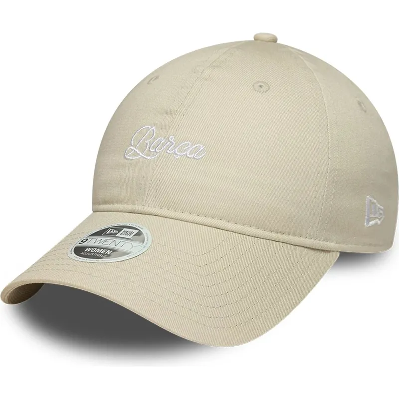 beige-verstellbare-curved-cap-fur-damen-des-fc-barcelona-laliga-9twenty-wordmark-von-new-era