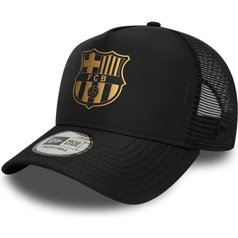 Cappellino trucker nero del FC Barcelona LALIGA A Frame Gold di New Era