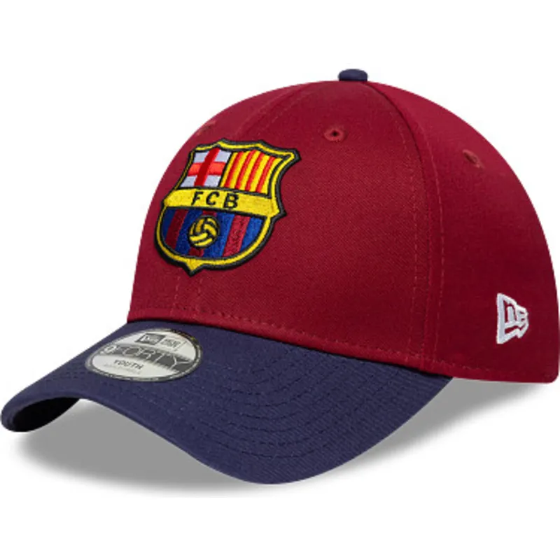 czerwona-i-niebieska-zakrzywiona-czapka-regulowana-dla-dzieci-fc-barcelona-laliga-9forty-contrast-new-era