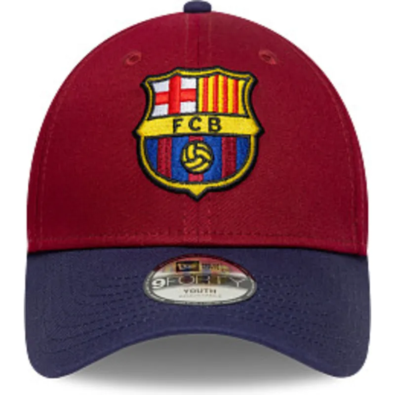 czerwona-i-niebieska-zakrzywiona-czapka-regulowana-dla-dzieci-fc-barcelona-laliga-9forty-contrast-new-era