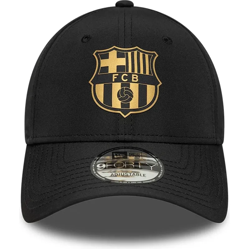 schwarze-verstellbare-curved-cap-von-fc-barcelona-laliga-9forty-gold-von-new-era