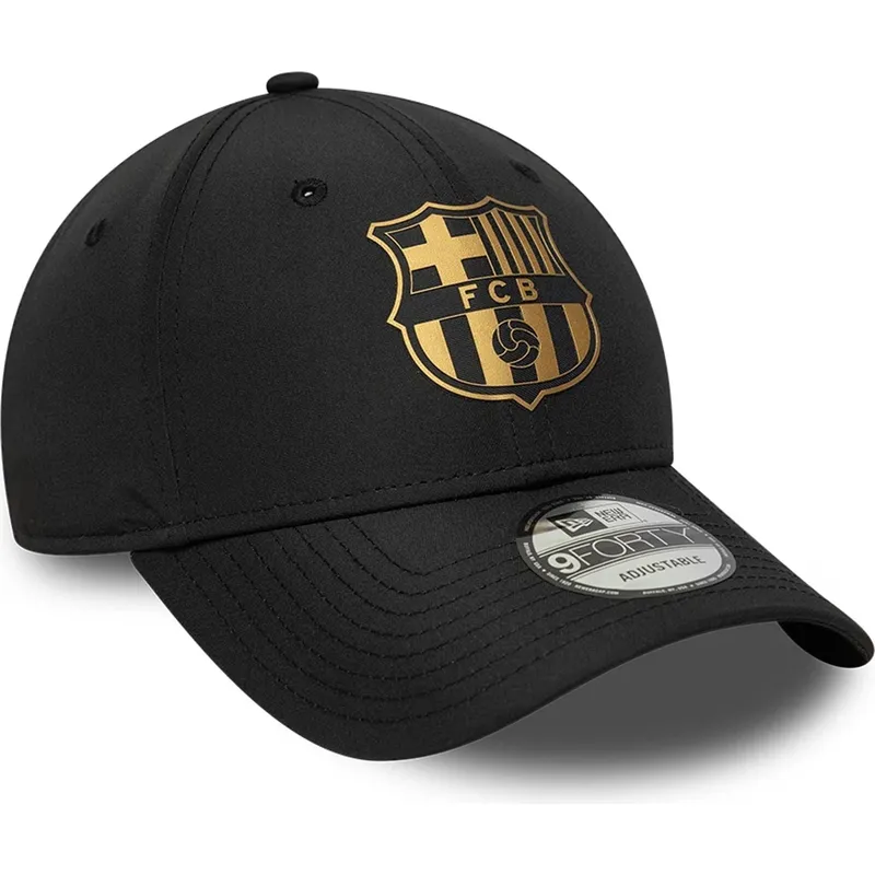cappellino-curvo-nero-regolabile-fc-barcelona-laliga-9forty-gold-di-new-era