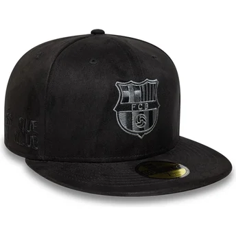 Cappello piatto nero chiuso con logo nero del FC Barcelona LALIGA 59FIFTY Mes Que Un Club di New Era