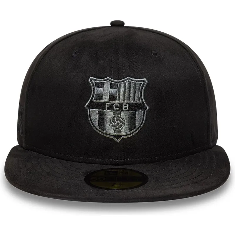 cappello-piatto-nero-chiuso-con-logo-nero-del-fc-barcelona-laliga-59fifty-mes-que-un-club-di-new-era