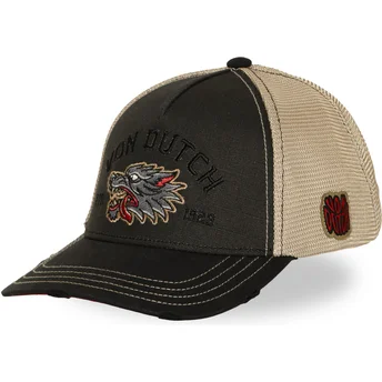 Czarna i beżowa czapka trucker WILD12 od Von Dutch