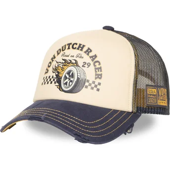 Von Dutch CREW32 beige og marineblå trucker cap