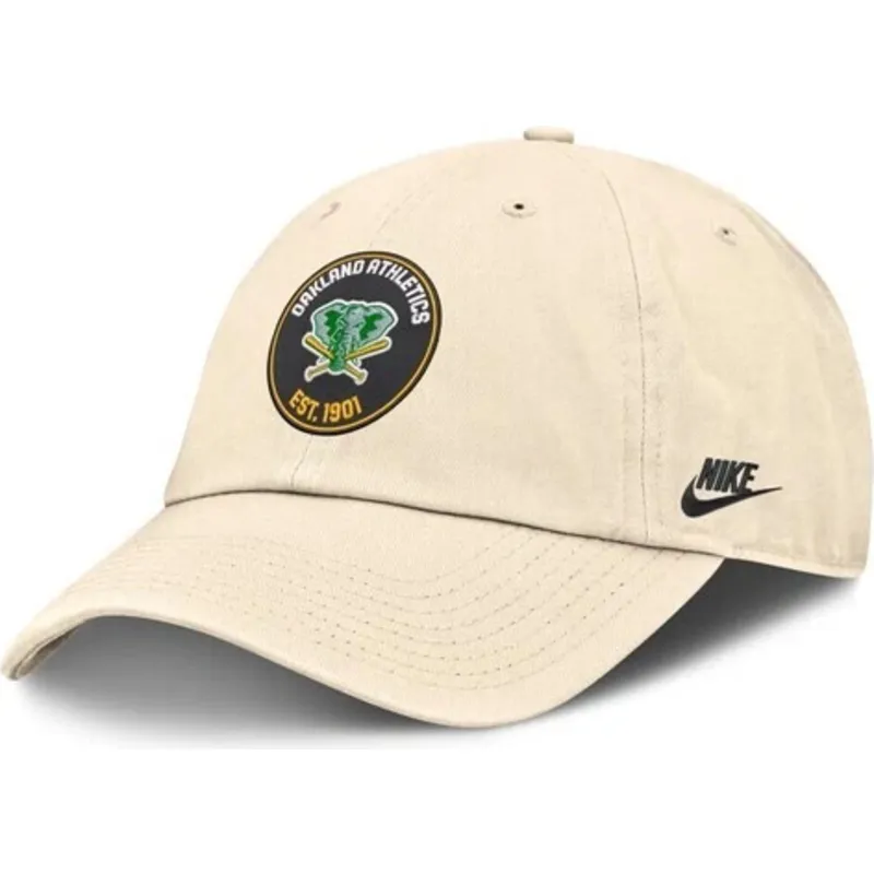 cappellino-curvo-beige-regolabile-club-unstructured-in-cotone-organico-degli-oakland-athletics-mlb-di-nike