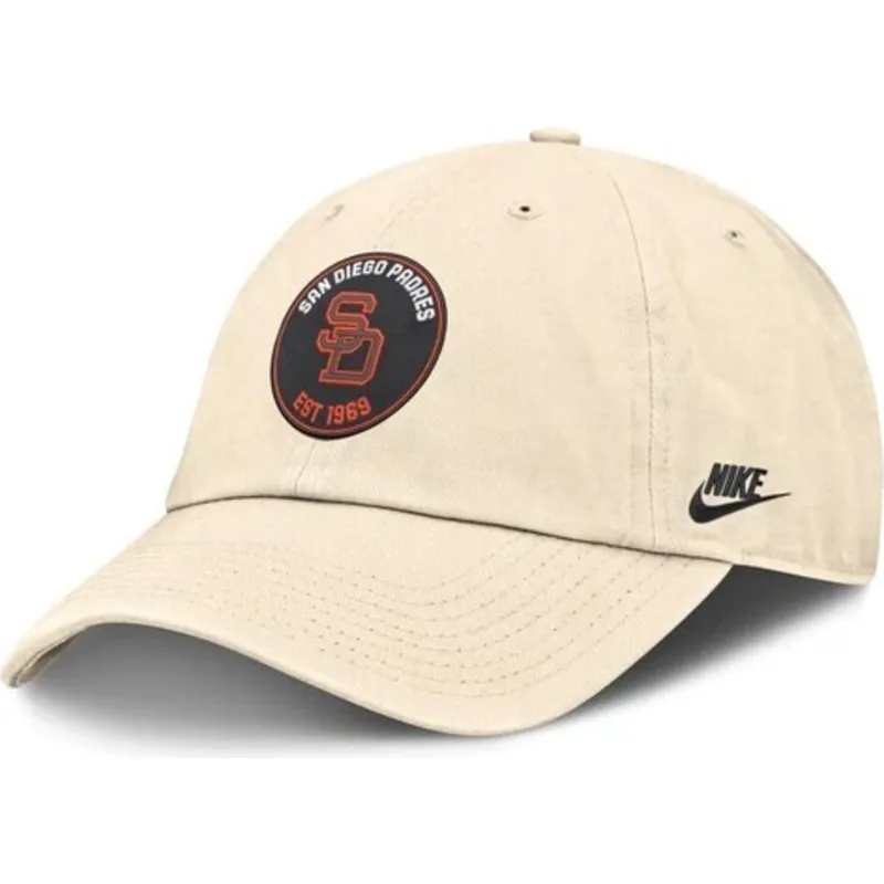casquette-courbee-beige-ajustable-club-unstructured-organic-cotton-san-diego-padres-mlb-nike