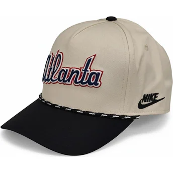 Beige og sort buet kasket snapback Rise Structured fra Atlanta Braves MLB fra Nike