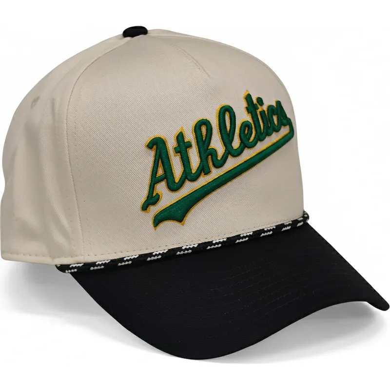 beige-und-schwarze-gebogene-snapback-kappe-rise-structured-der-oakland-athletics-mlb-von-nike