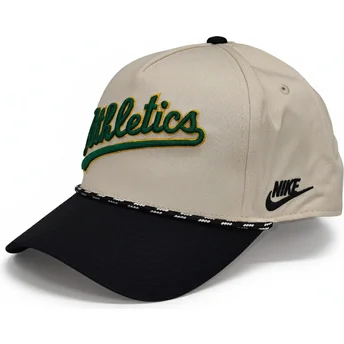 Nike MLB Oakland Athletics Rise Structured Snapback Kappe in Beige und Schwarz