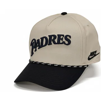 Beige und schwarze gebogene Snapback-Kappe Rise Structured der San Diego Padres MLB von Nike