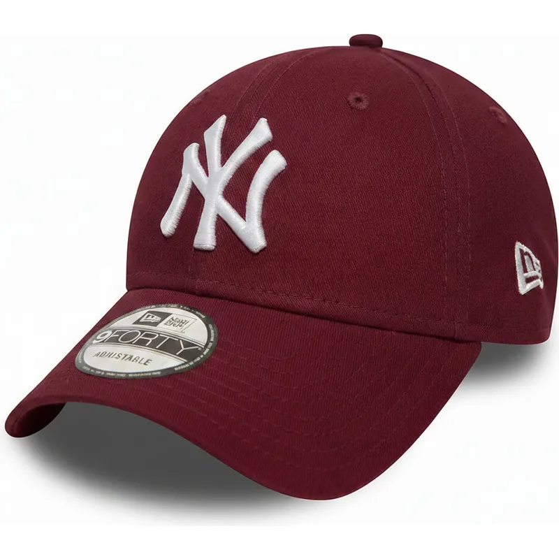 rote-kardinale-verstellbare-gebogene-kappe-9forty-essential-der-new-york-yankees-mlb-von-new-era
