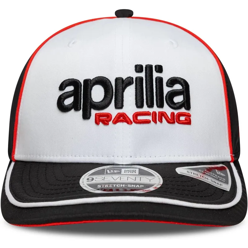 hvid-og-sort-buet-kasket-snapback-9seventy-stretch-snap-aprilia-piaggio-fra-new-era