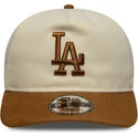 cappellino-con-visiera-curva-beige-e-marrone-regolabile-9fifty-a-frame-suede-visor-di-los-angeles-dodgers-mlb-di-new-era